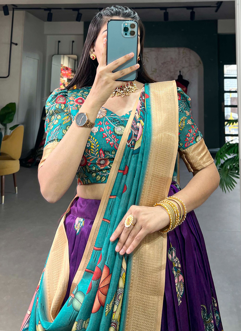 Purple Dola Silk Lehenga Choli